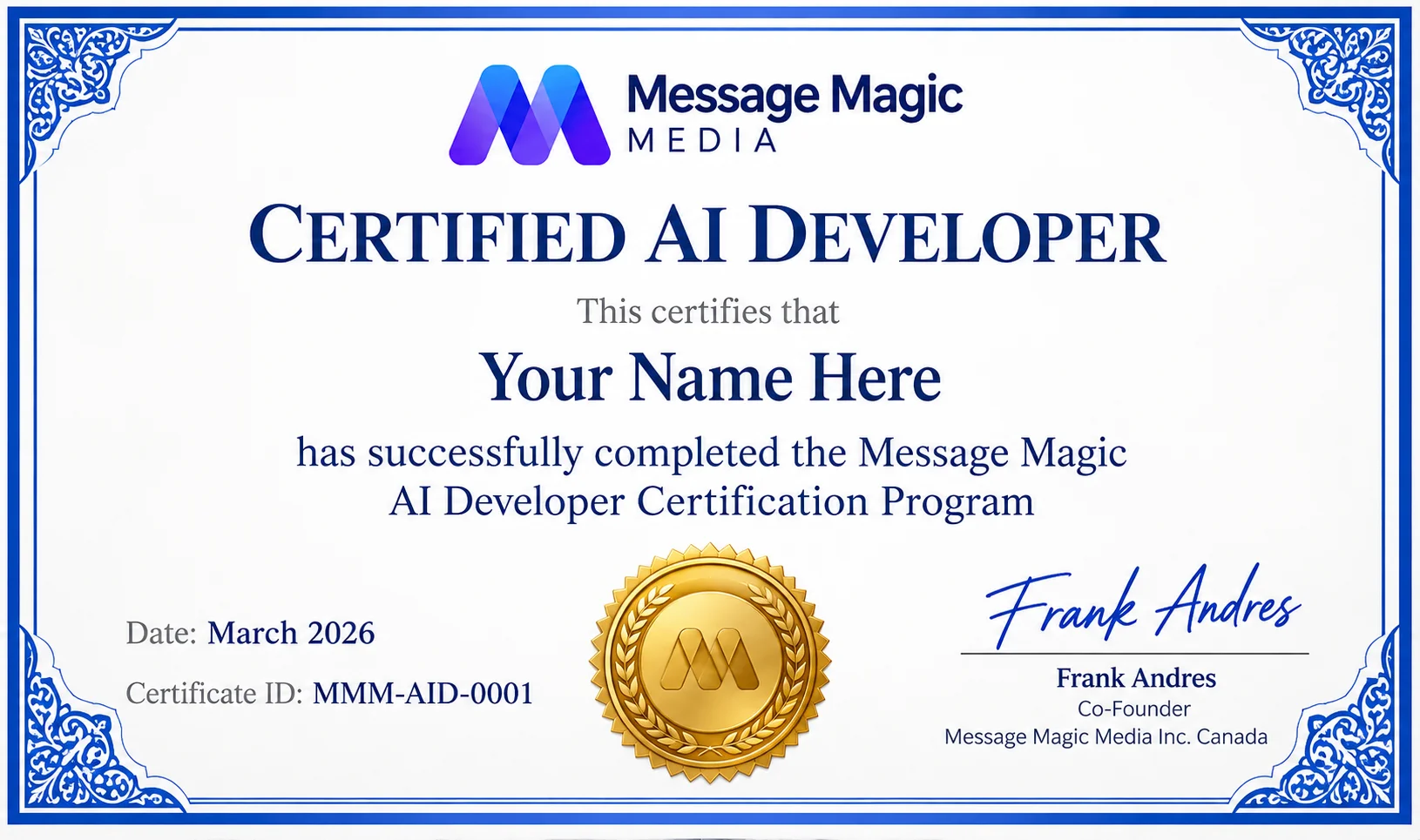 Certified AI Developer Certificate